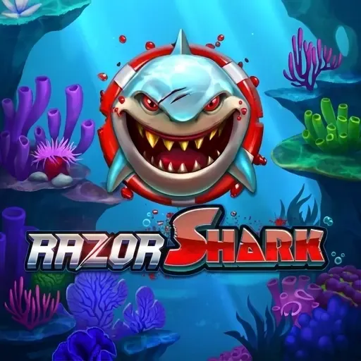 Flagman Casino Razor Shark Slot mit Haifischlogo und Korallenriff
